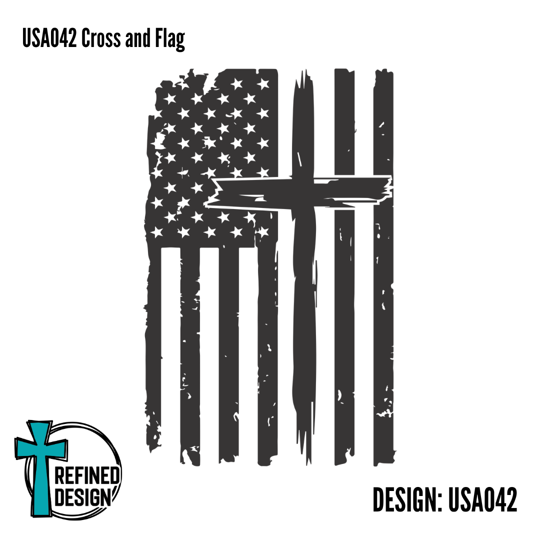 USA042 Cross and Flag