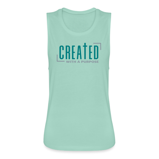"Created with a Purpose" Women's Flowy Muscle Tank by Bella - dusty mint blue